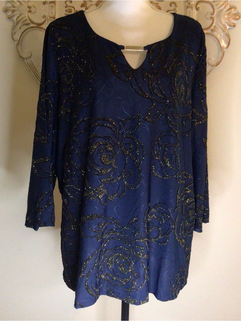 JM Collection Navy Blue Women’s Top Sz 3X